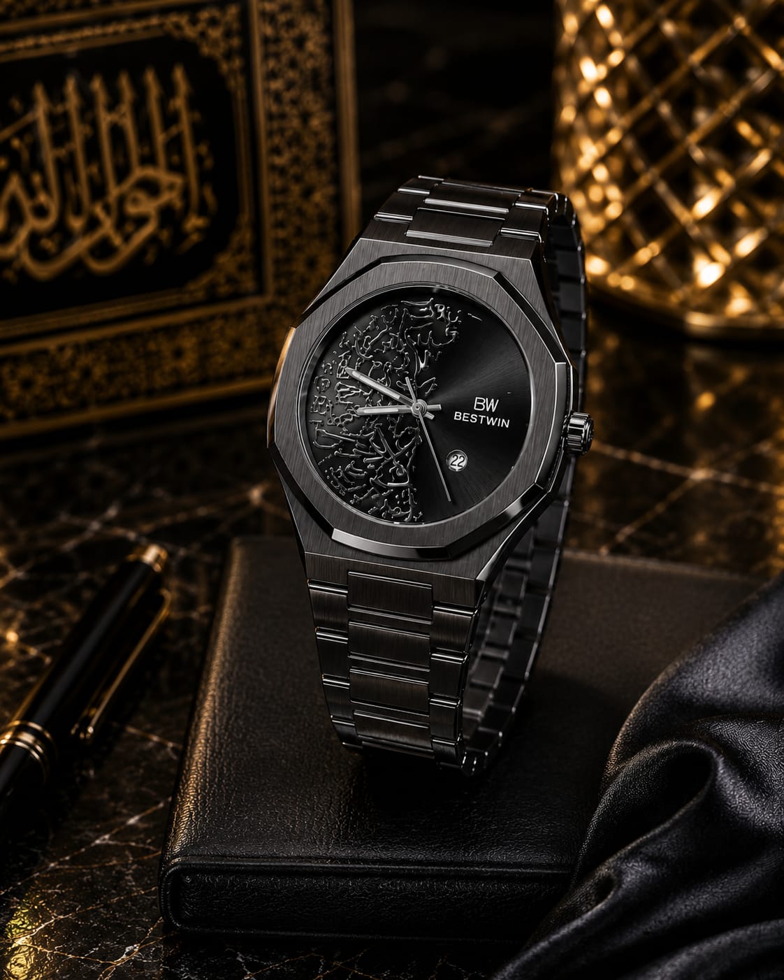 Bestwin Men's | Black Arabic Calligraphy Dial - VogueHourBestwin Men's | Black Arabic Calligraphy Dial
