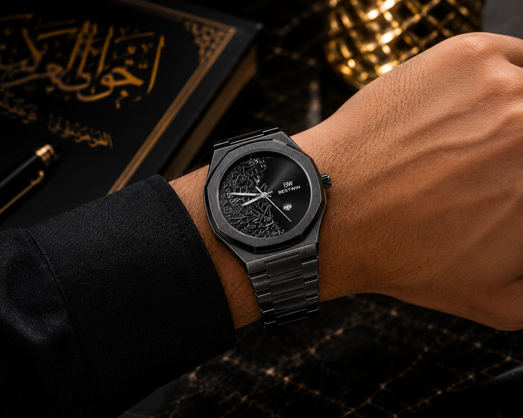 Bestwin Men's | Black Arabic Calligraphy Dial - VogueHourBestwin Men's | Black Arabic Calligraphy Dial