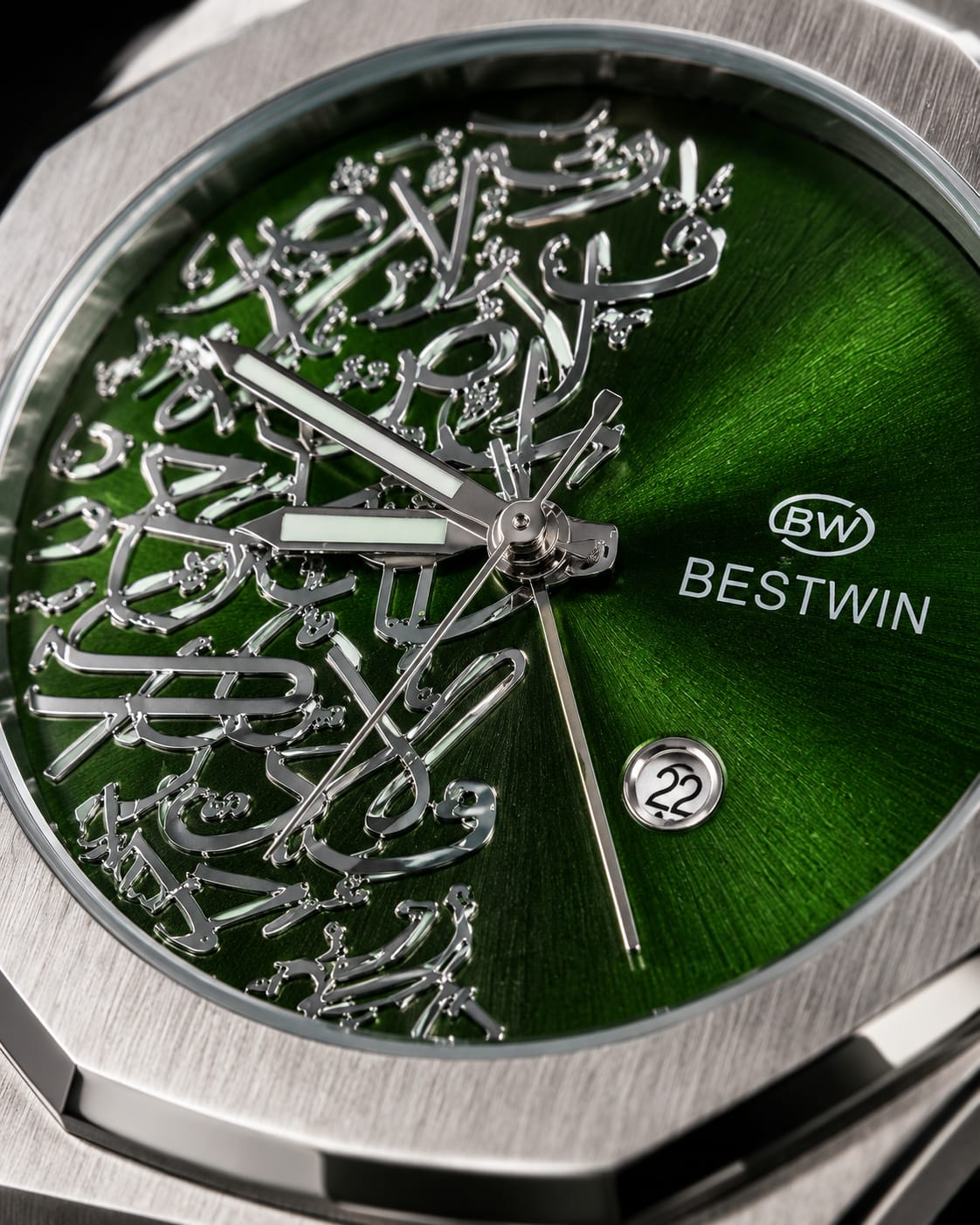 Bestwin Men's | Emerald Green Arabic Calligraphy Dial - VogueHourBestwin Men's | Emerald Green Arabic Calligraphy Dial