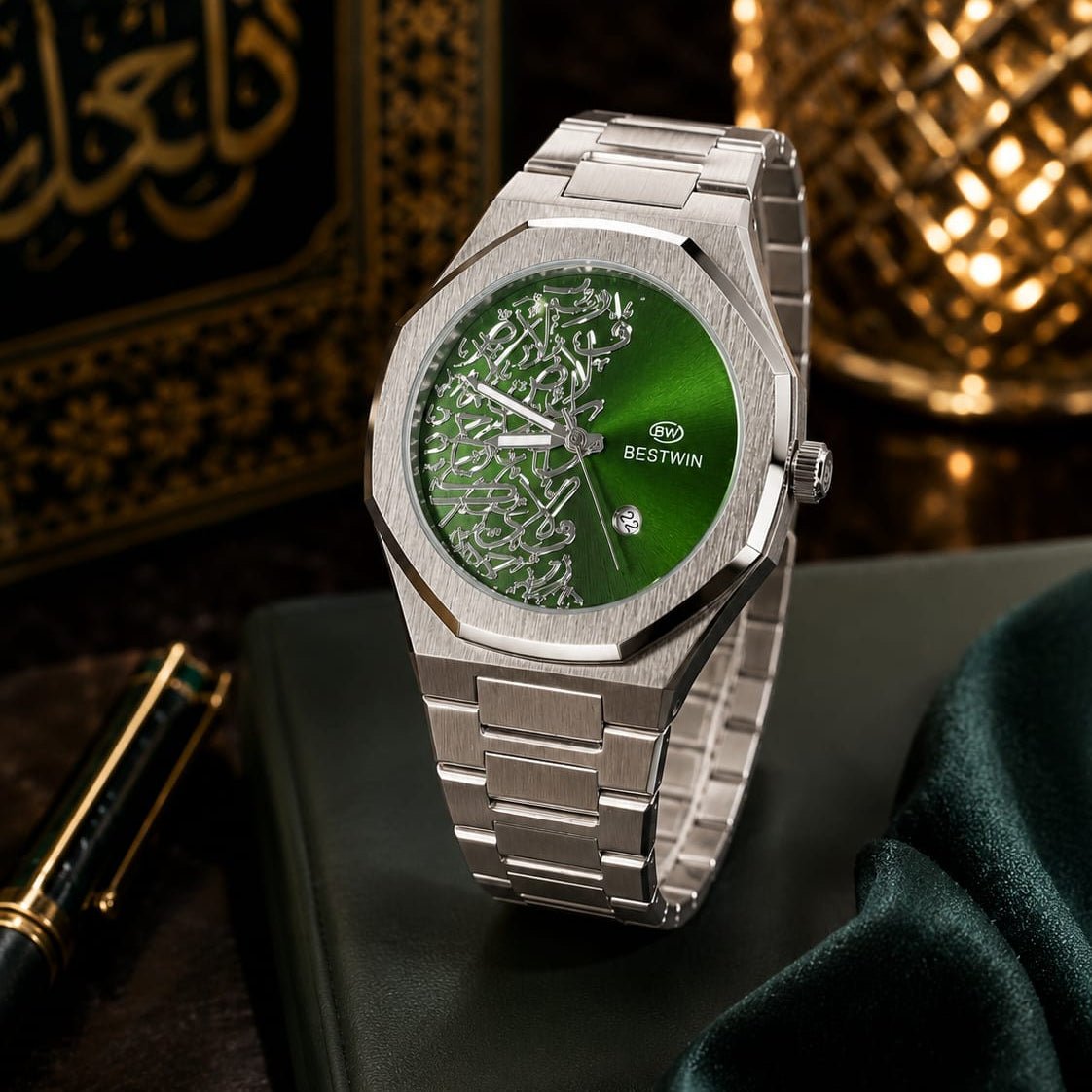 Bestwin Men's | Emerald Green Arabic Calligraphy Dial - VogueHourBestwin Men's | Emerald Green Arabic Calligraphy Dial