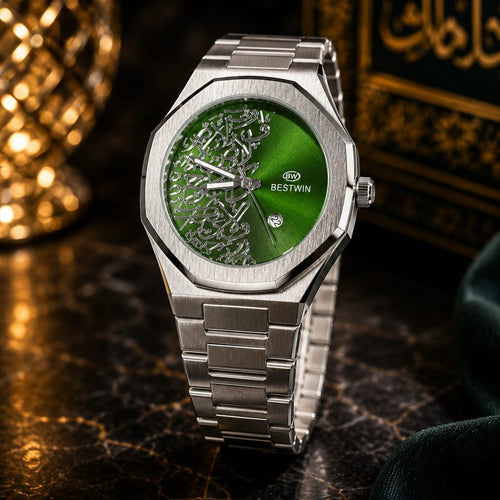 Bestwin Men's | Emerald Green Arabic Calligraphy Dial - VogueHourBestwin Men's | Emerald Green Arabic Calligraphy Dial