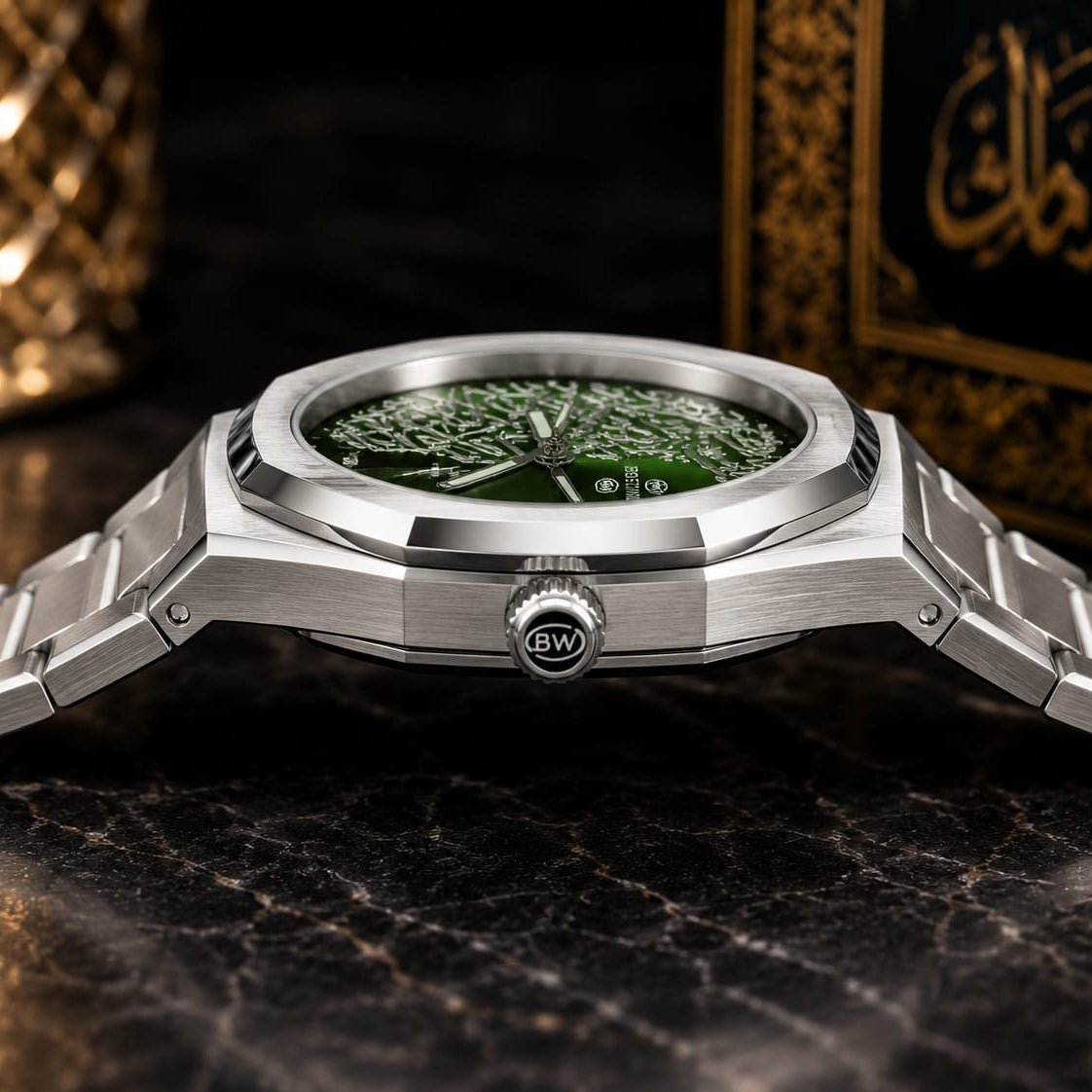 Bestwin Men's | Emerald Green Arabic Calligraphy Dial - VogueHourBestwin Men's | Emerald Green Arabic Calligraphy Dial