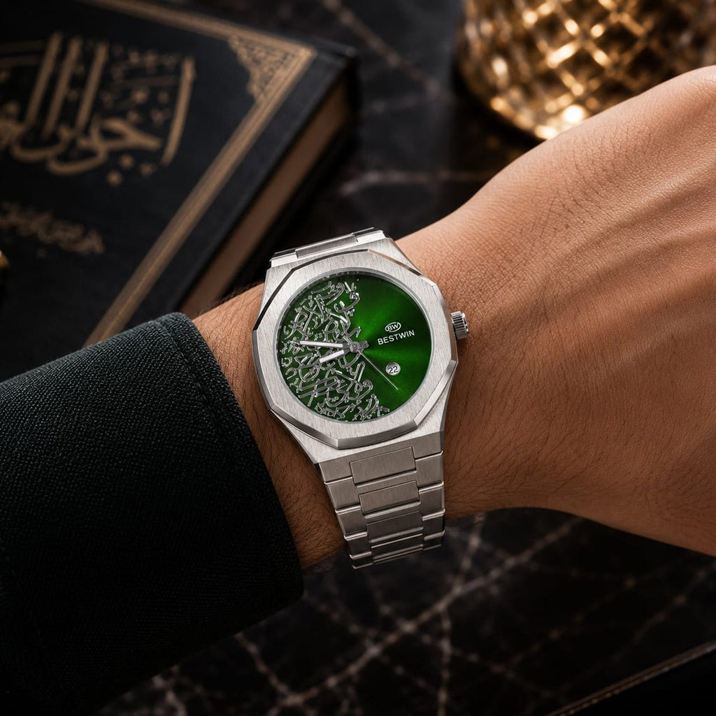 Bestwin Men's | Emerald Green Arabic Calligraphy Dial - VogueHourBestwin Men's | Emerald Green Arabic Calligraphy Dial
