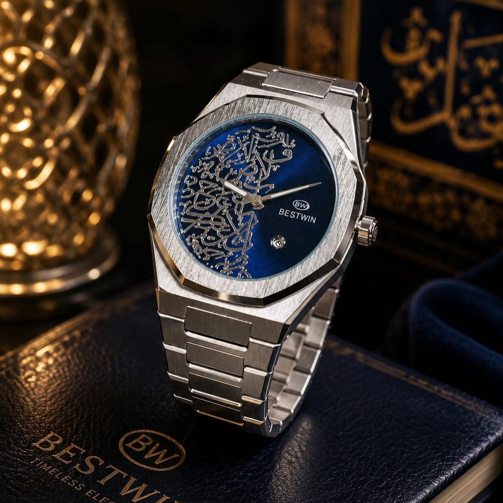 Bestwin Men's | Royal Blue Arabic Calligraphy Dial - VogueHourBestwin Men's | Royal Blue Arabic Calligraphy Dial