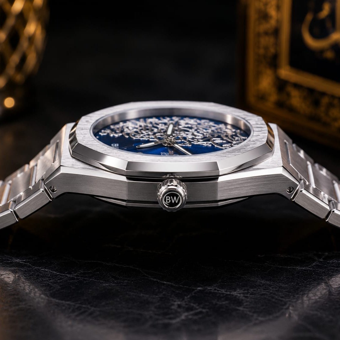 Bestwin Men's | Royal Blue Arabic Calligraphy Dial - VogueHourBestwin Men's | Royal Blue Arabic Calligraphy Dial