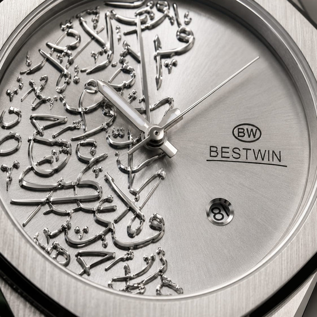 Bestwin Men's | Silver Arabic Calligraphy Dial - VogueHourBestwin Men's | Silver Arabic Calligraphy Dial
