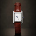 Cartier Tank Men's Silver Case | White Dial | Brown Leather Strap - VogueHourCartier Tank Men's Silver Case | White Dial | Brown Leather Strap