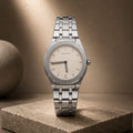 Gucci Men's | Silver Stainless Steel | Ivory GG Dial - VogueHourGucci Men's | Silver Stainless Steel | Ivory GG Dial