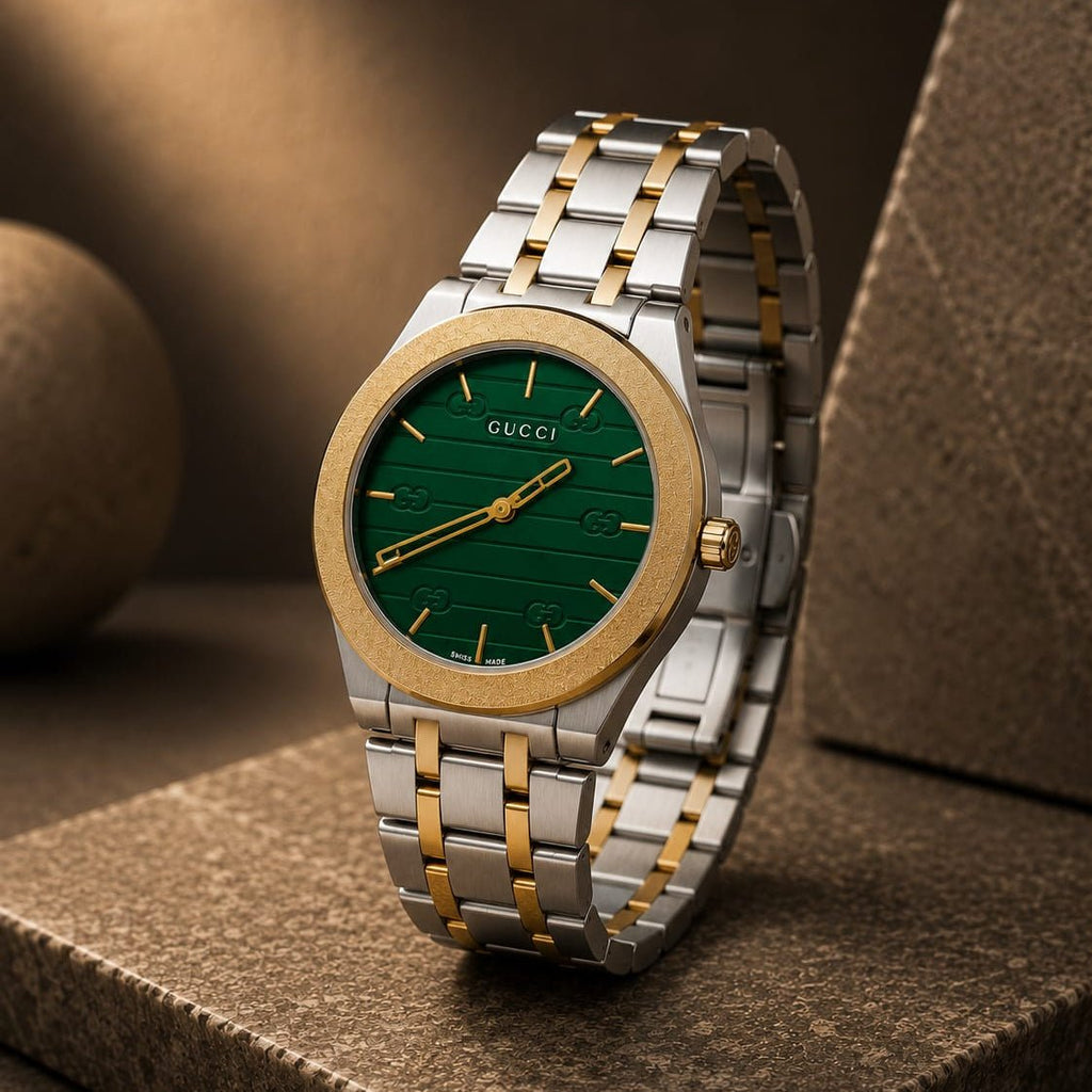 Gucci Men's | Two-Tone Stainless Steel | Green Dial - VogueHourGucci Men's | Two-Tone Stainless Steel | Green Dial