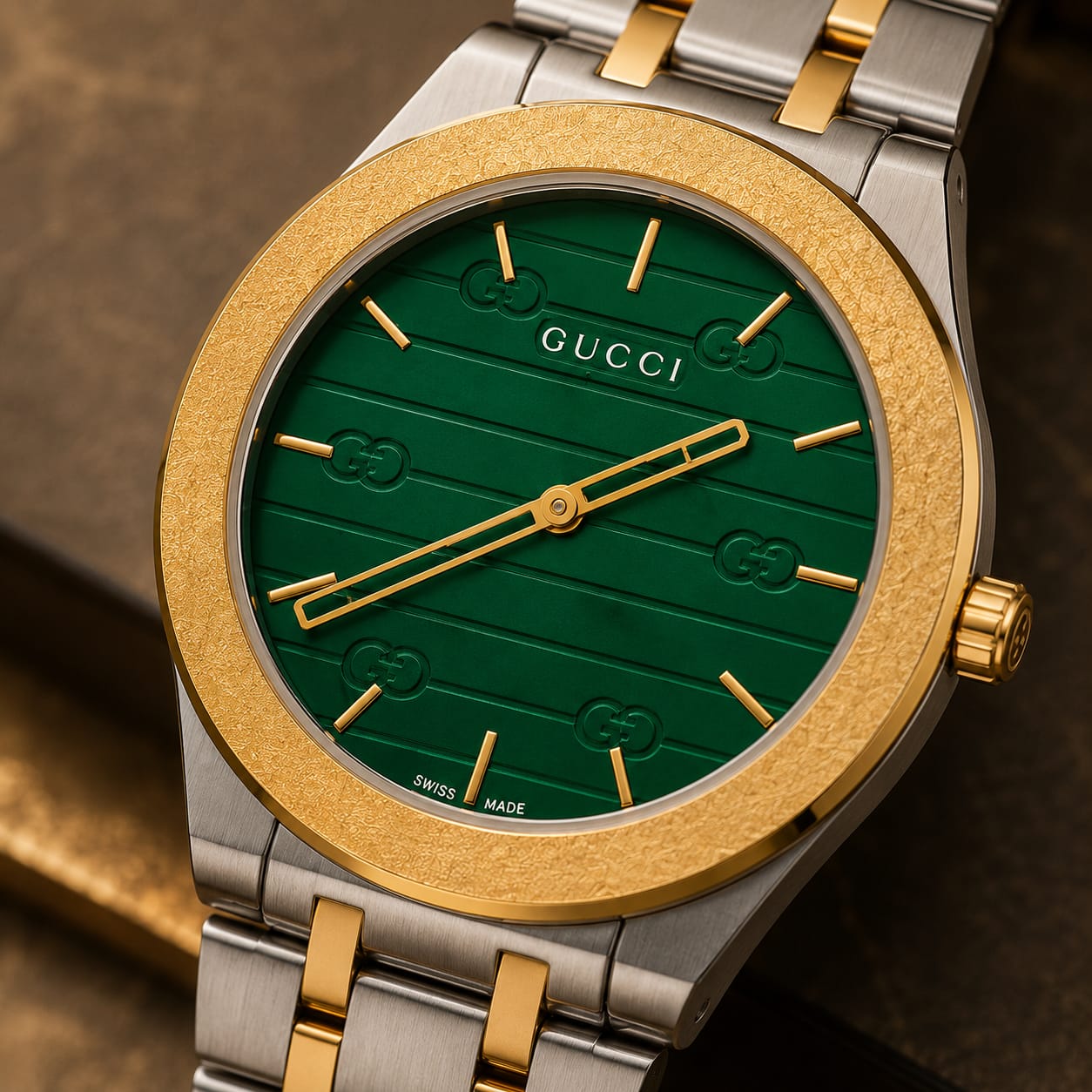 Gucci Men's | Two-Tone Stainless Steel | Green Dial - VogueHourGucci Men's | Two-Tone Stainless Steel | Green Dial