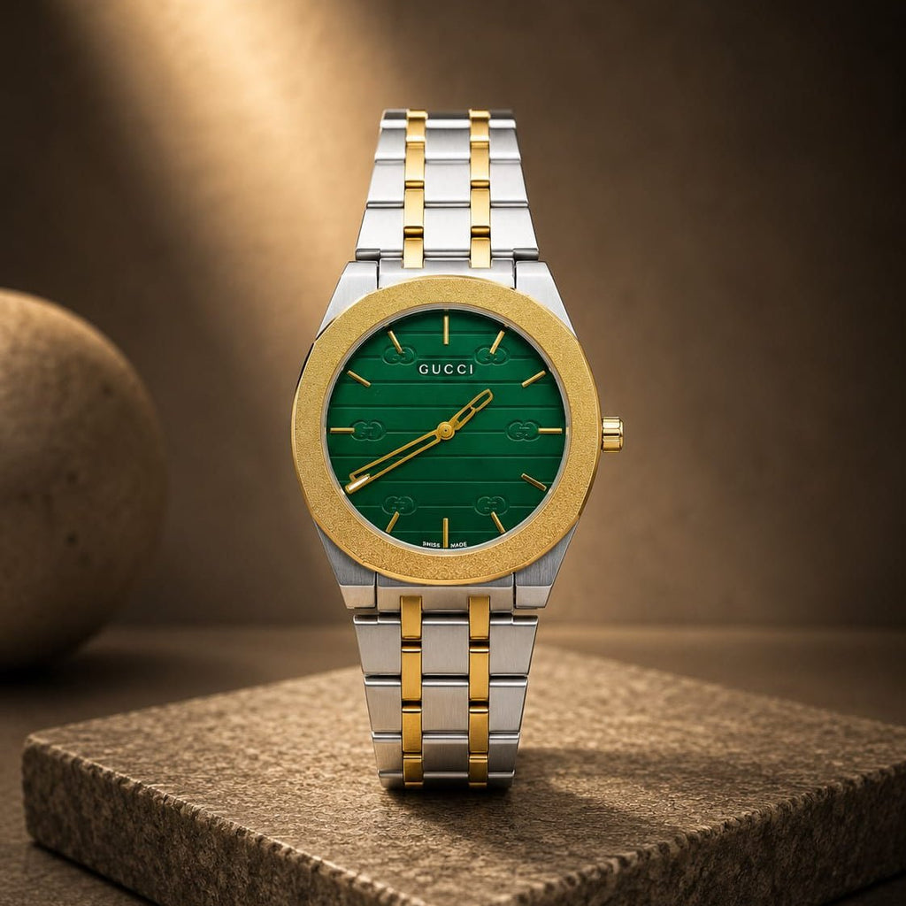 Gucci Men's | Two-Tone Stainless Steel | Green Dial - VogueHourGucci Men's | Two-Tone Stainless Steel | Green Dial