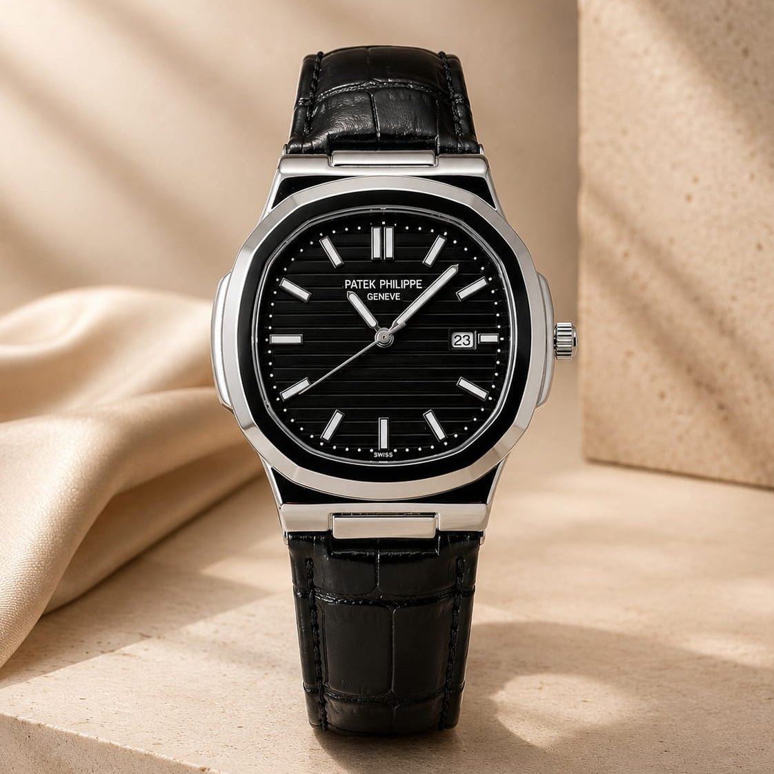 Patek Philippe| Black Leather Strap - VogueHourPatek Philippe| Black Leather Strap