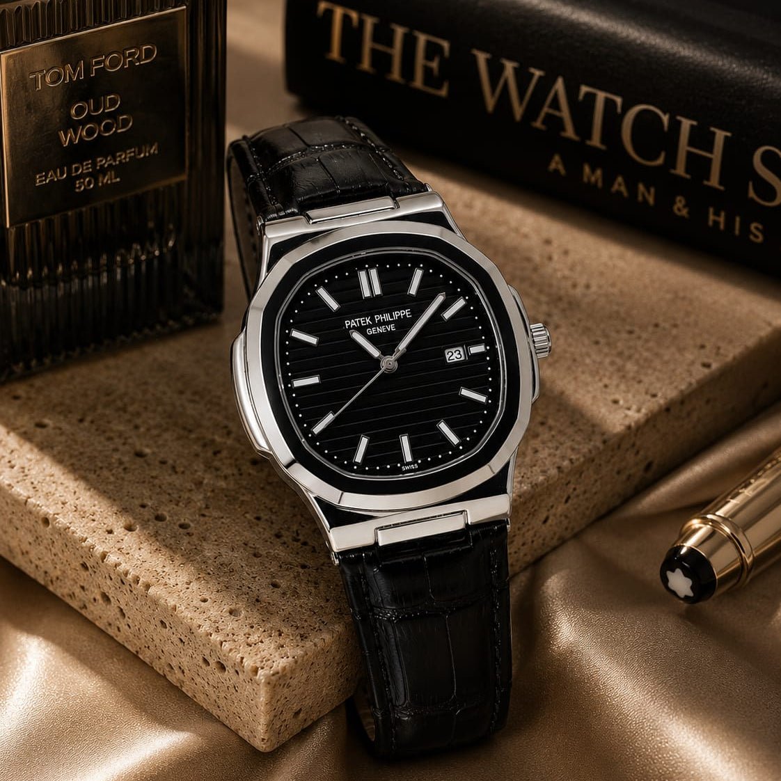 Patek Philippe| Black Leather Strap - VogueHourPatek Philippe| Black Leather Strap
