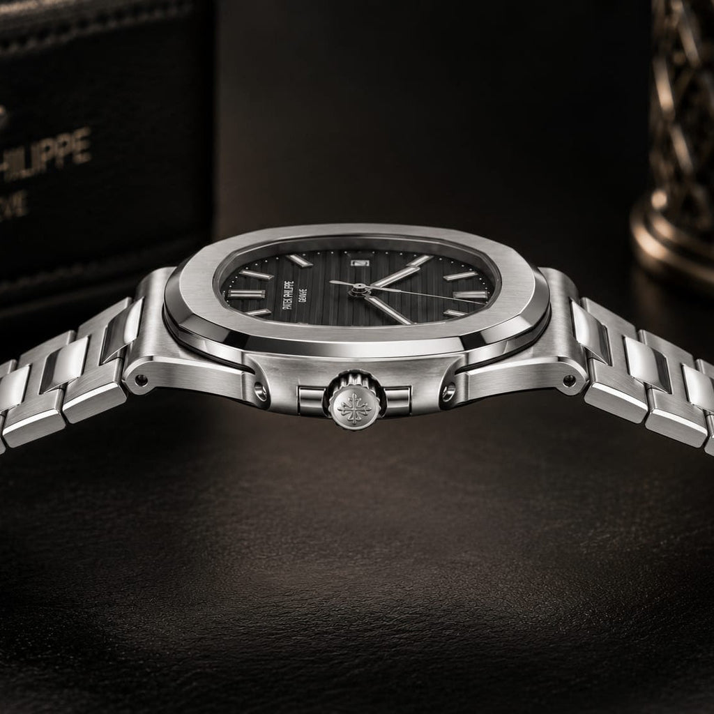 Patek Philippe Nautilus Men's | Black Textured Dial - VogueHourPatek Philippe Nautilus Men's | Black Textured Dial