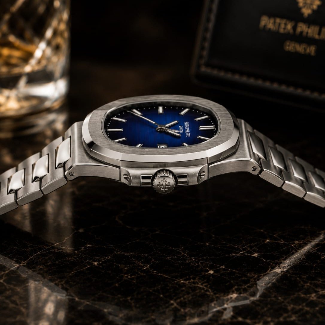 Patek Philippe Nautilus Men's | Blue Textured Dial - VogueHourPatek Philippe Nautilus Men's | Blue Textured Dial
