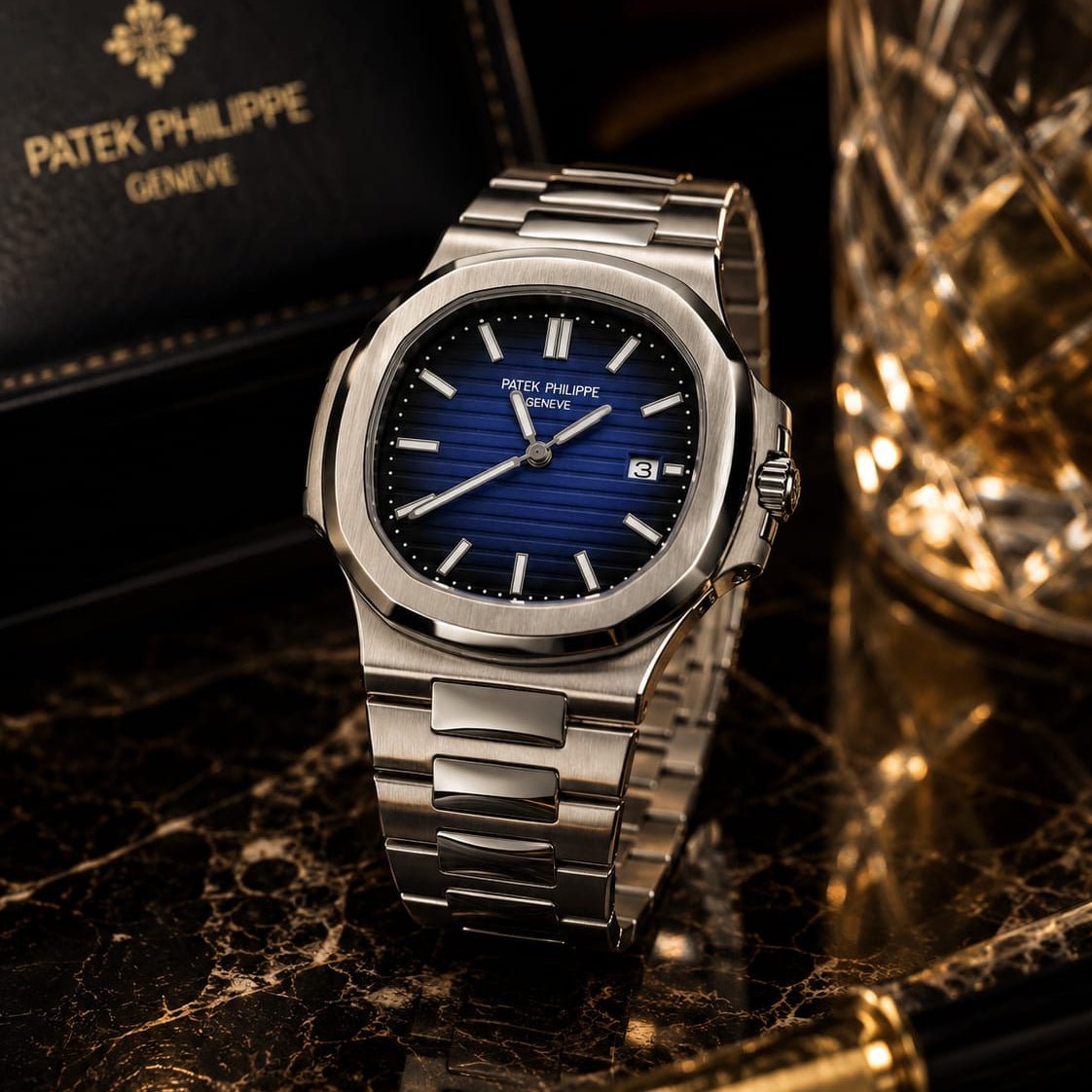 Patek Philippe Nautilus Men's | Blue Textured Dial - VogueHourPatek Philippe Nautilus Men's | Blue Textured Dial