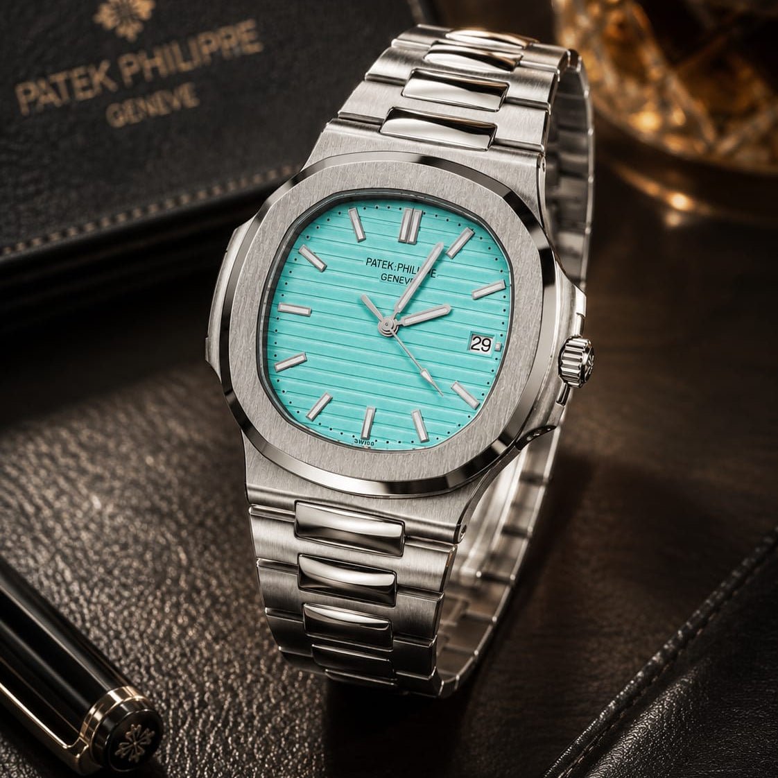 Patek Philippe Nautilus Men's | Tiffany Blue Textured Dial - VogueHourPatek Philippe Nautilus Men's | Tiffany Blue Textured Dial