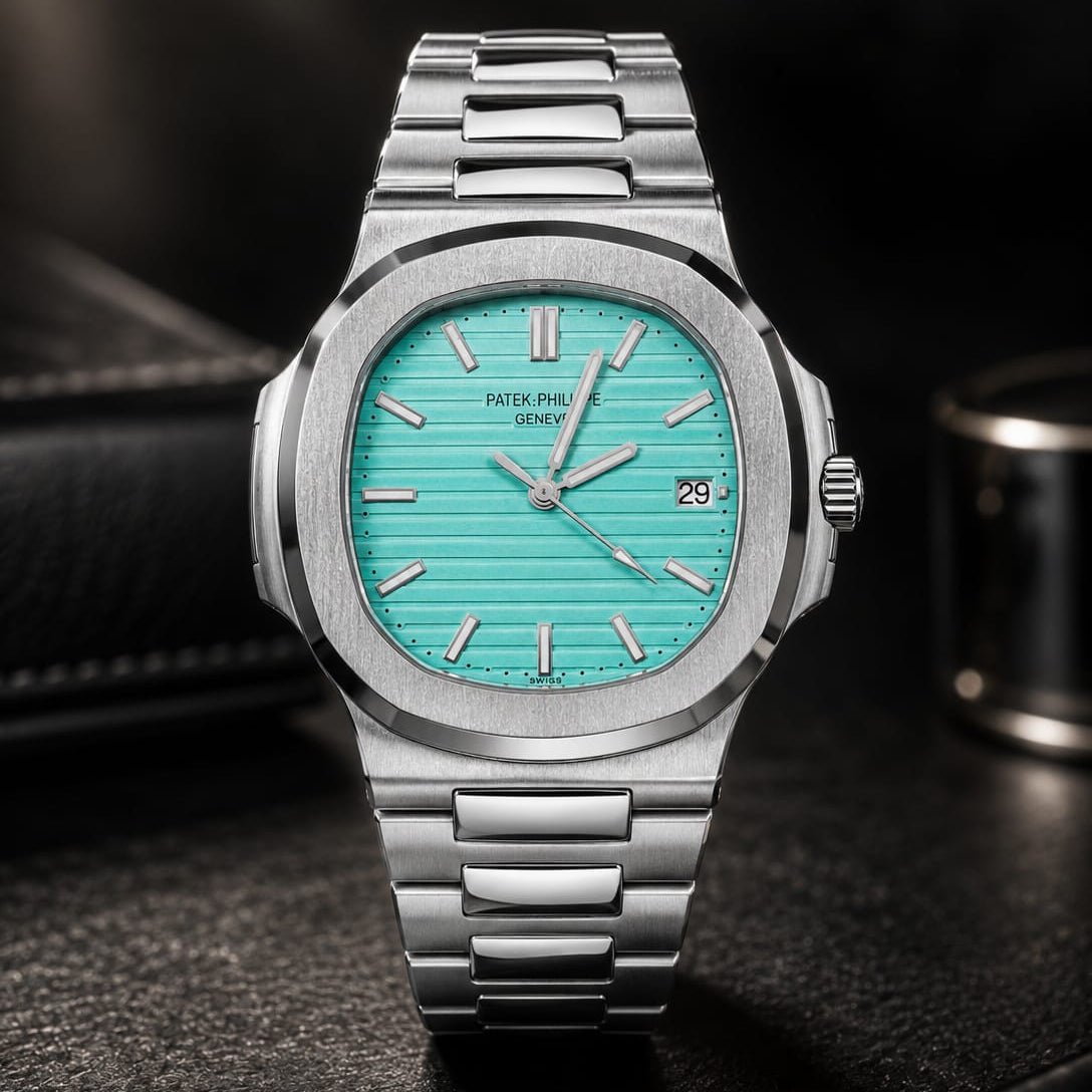 Patek Philippe Nautilus Men's | Tiffany Blue Textured Dial - VogueHourPatek Philippe Nautilus Men's | Tiffany Blue Textured Dial
