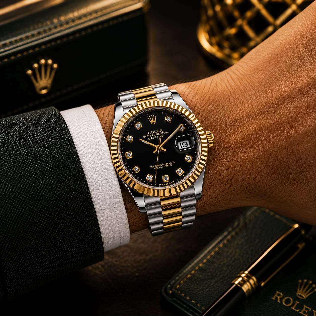 Rolex Datejust Men's | Black Diamond Dial - VogueHourRolex Datejust Men's | Black Diamond Dial