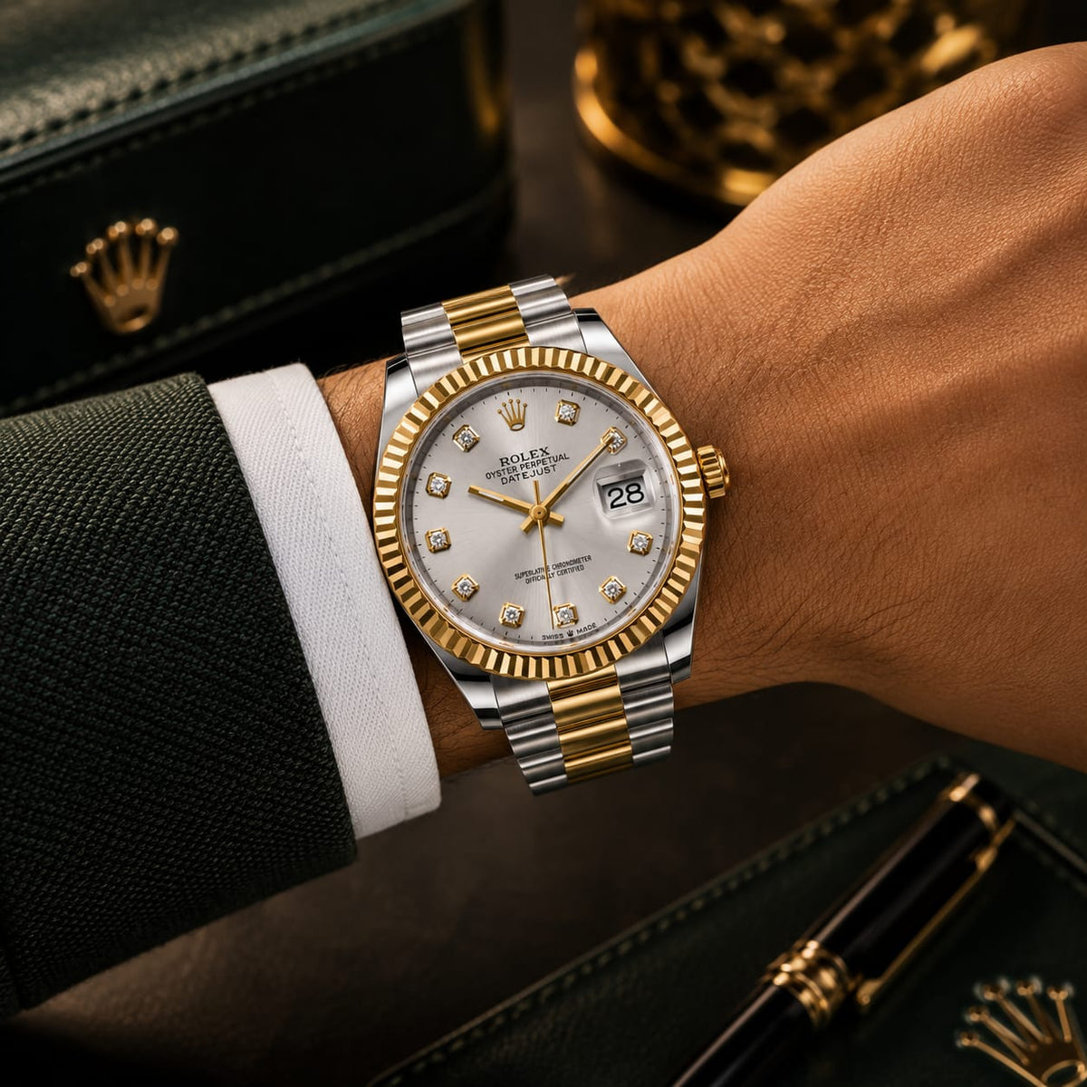 Rolex Datejust Men's | Silver Diamond Dial - VogueHourRolex Datejust Men's | Silver Diamond Dial