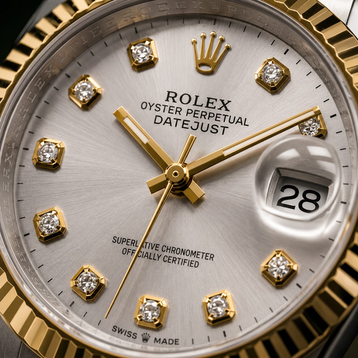 Rolex Datejust Men's | Silver Diamond Dial - VogueHourRolex Datejust Men's | Silver Diamond Dial