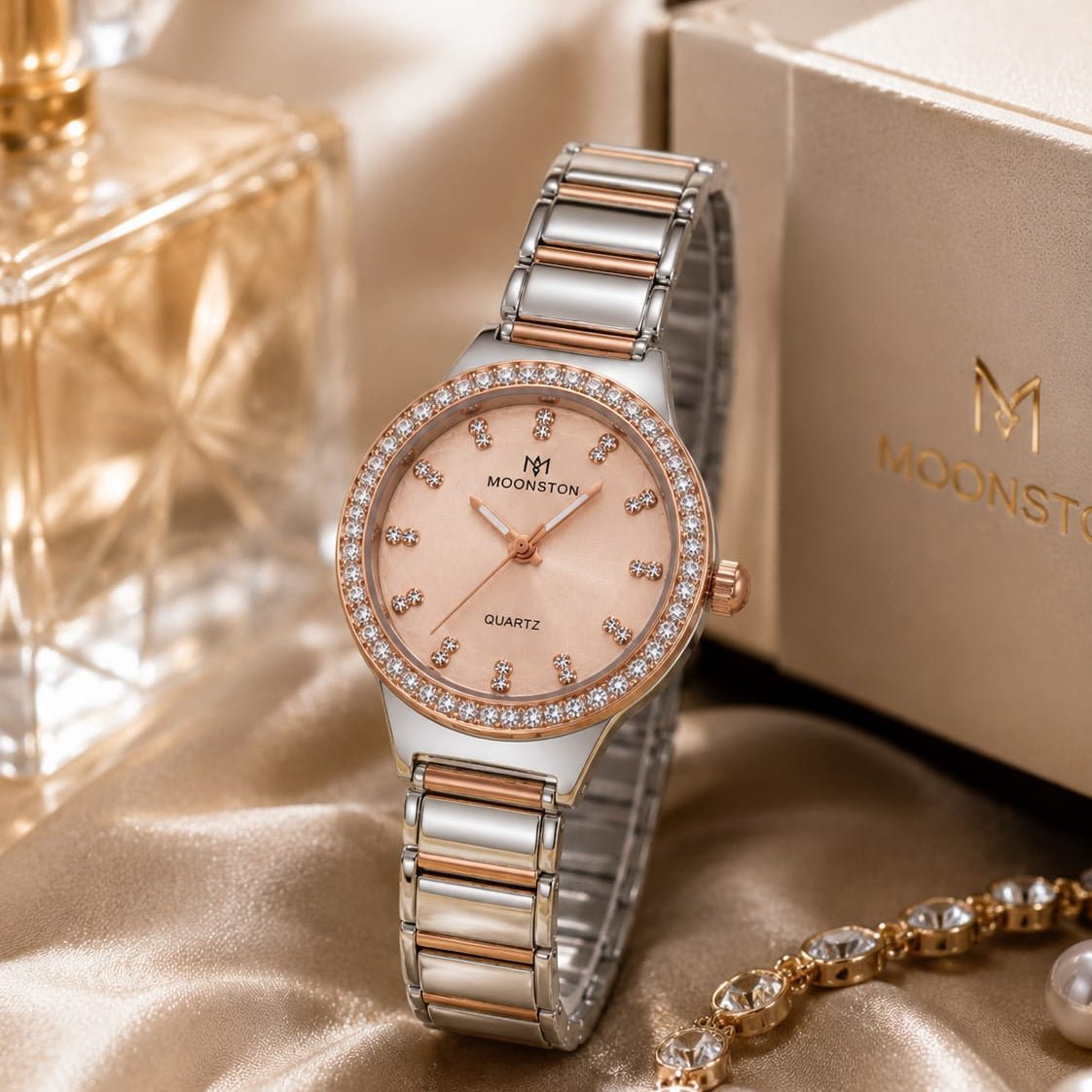 Rose Gold Crystal Bezel Watch - VogueHourRose Gold Crystal Bezel Watch