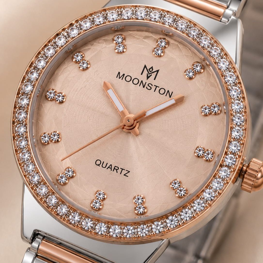 Rose Gold Crystal Bezel Watch - VogueHourRose Gold Crystal Bezel Watch