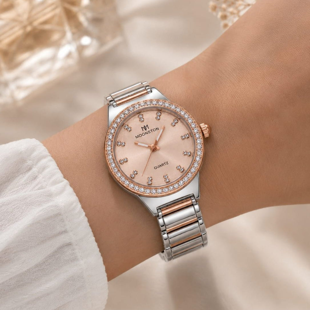 Rose Gold Crystal Bezel Watch - VogueHourRose Gold Crystal Bezel Watch