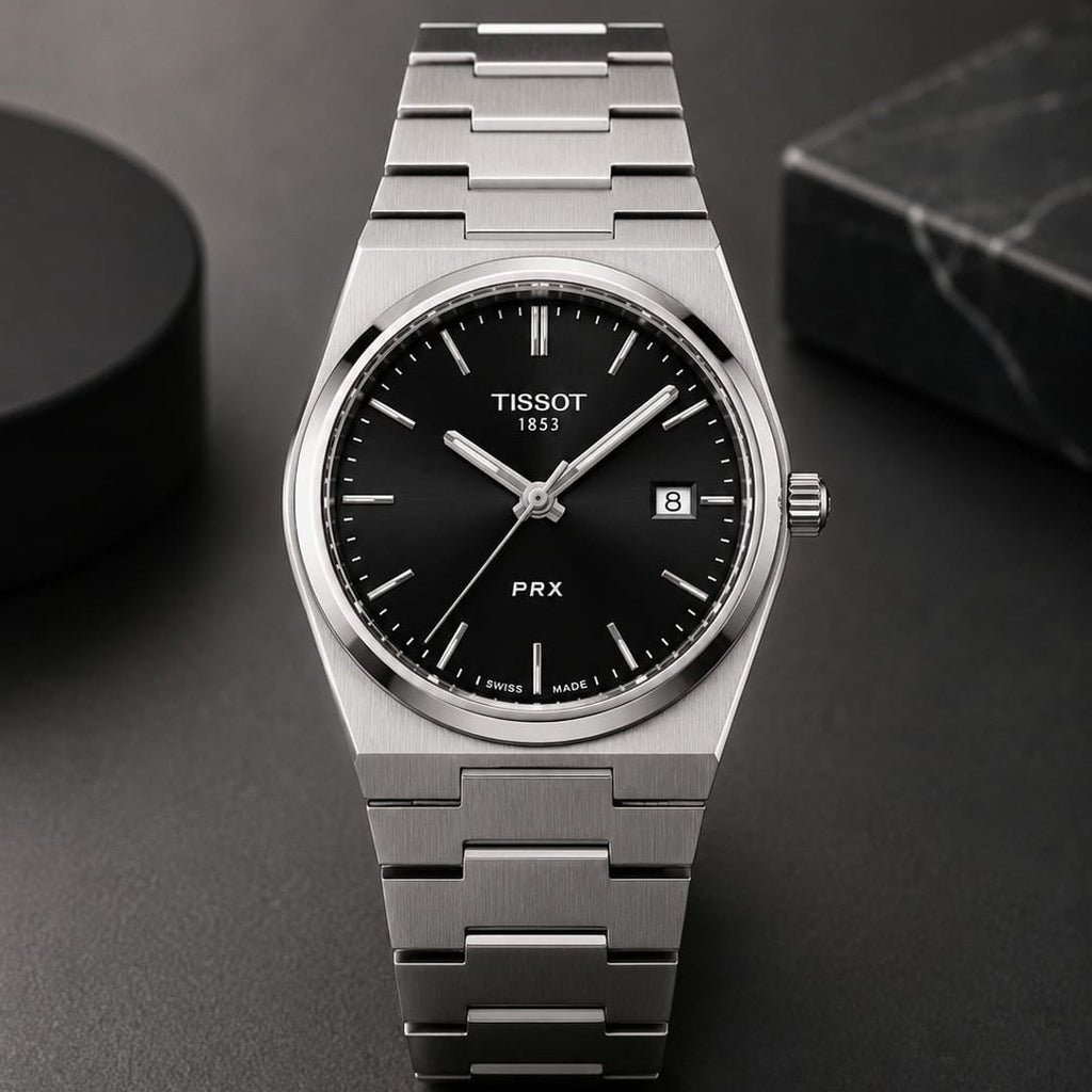 Tissot PRX Men's | Black Sunburst Dial - VogueHourTissot PRX Men's | Black Sunburst Dial
