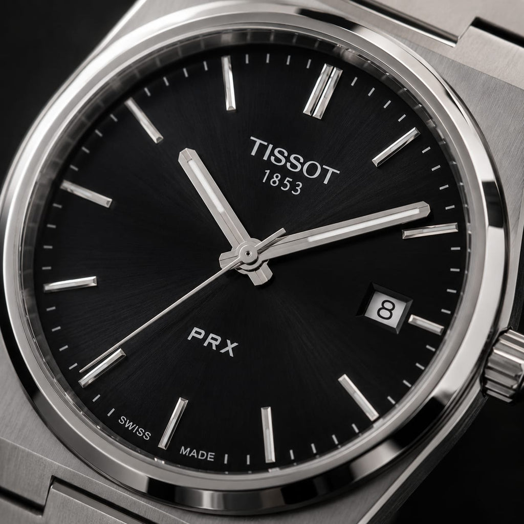 Tissot PRX Men's | Black Sunburst Dial - VogueHourTissot PRX Men's | Black Sunburst Dial