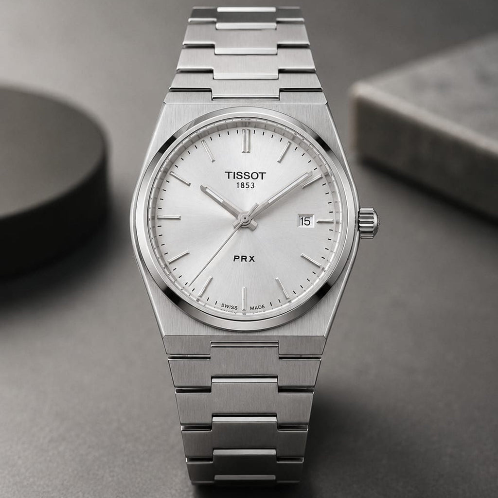 Tissot PRX Men's | Silver Sunburst Dial - VogueHourTissot PRX Men's | Silver Sunburst Dial